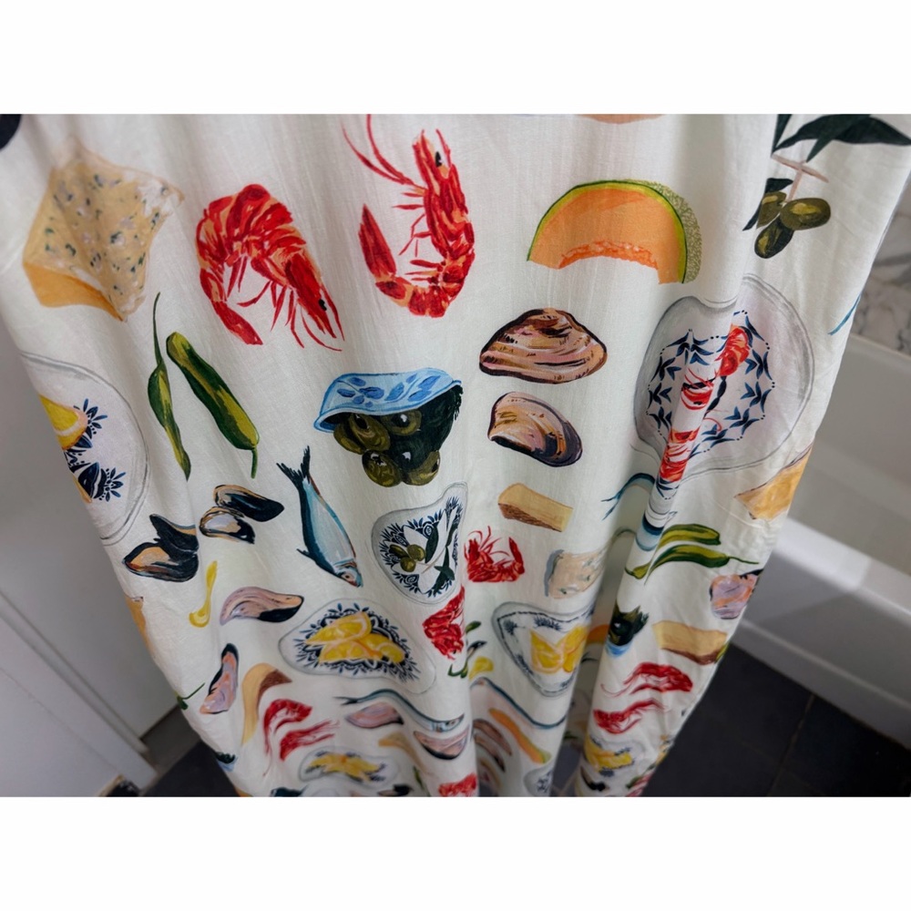 Lisa Says Gah Grace Food Print Midi Dress Tapas Ivory Lemon Olive Fruit S - Picture 7 of 16